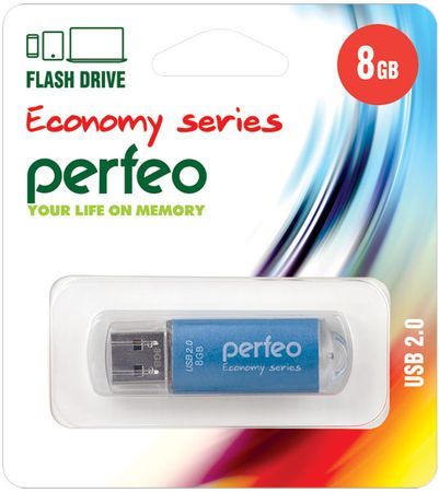 USB-флеш-накопитель PERFEO  8GB E01 Blue economy series Perfeo