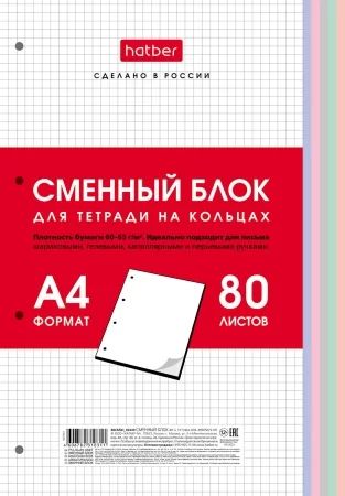 Сменный блок для тетради А4 80л Универсальная перфорация Многоцветный срез (079004) 28950 Хатбер