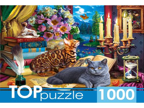 ПазлыTOPpuzzle 1000 дет. Коты у ночного окна ФТП1000-9852, (Рыжий кот)