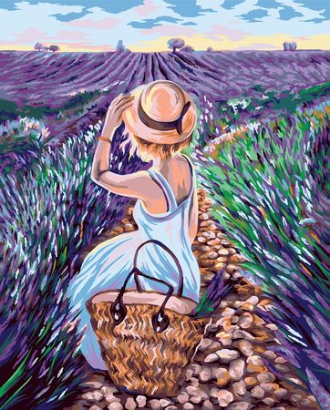 Картина по номерам 40х50 см "Взгляд на лавандовое поле" живопись с красками и кистью PNB/PL-029 ФРЕЯ