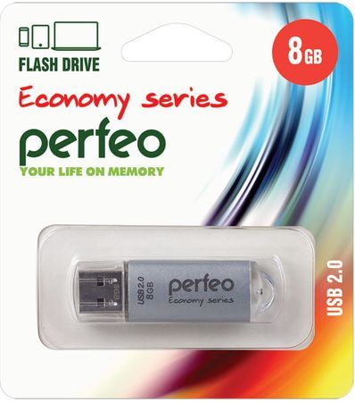 USB-флеш-накопитель PERFEO  8GB E01 Silver economy series Perfeo