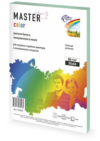 Бумага  А4  50л 80гр.  М/Color зеленый интенсив 60985 014/400830 Офис-Лидер