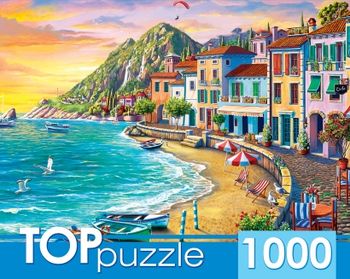 ПазлыTOPpuzzle 1000 дет. Курортный город на закате ХТП1000-2169, (Рыжий кот)
