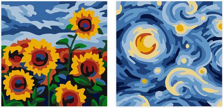 Картина по номерам 9х9 см "Вдохновение Ван Гога" (на магните) живопись с красками и кистью PNBM-002 ФРЕЯ