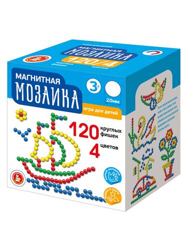 Мозаика 120 дет. Магнитная (d=20мм, 4 цвета, в коробке, от 3 лет) 02414, (ООО "Десятое королевство")